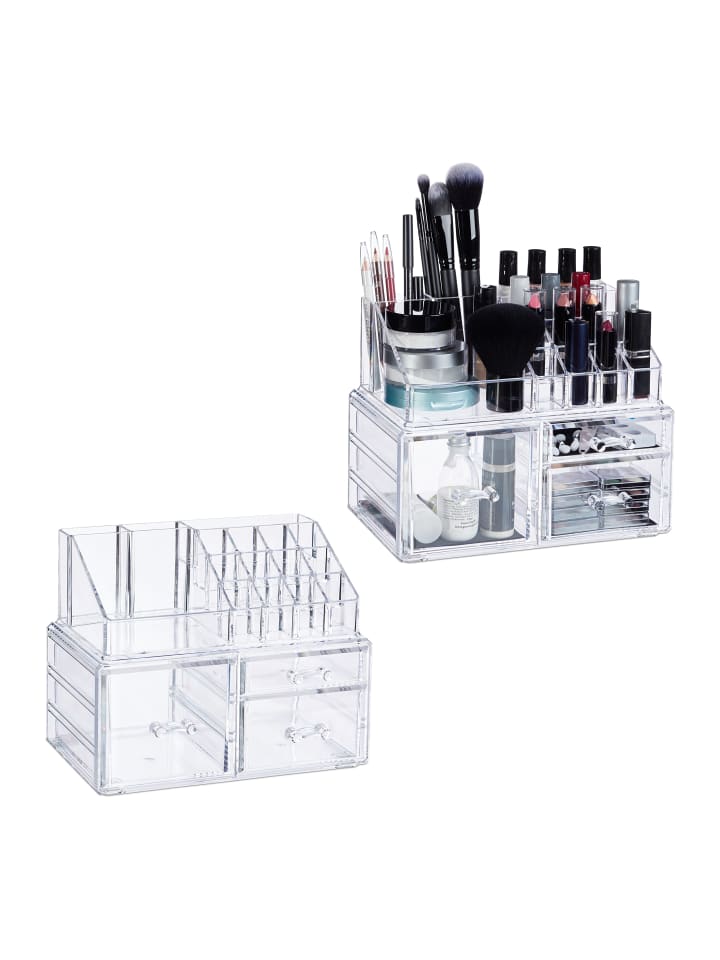 relaxdays 2x Makeup-Organizer in Transparent günstig kaufen onesize