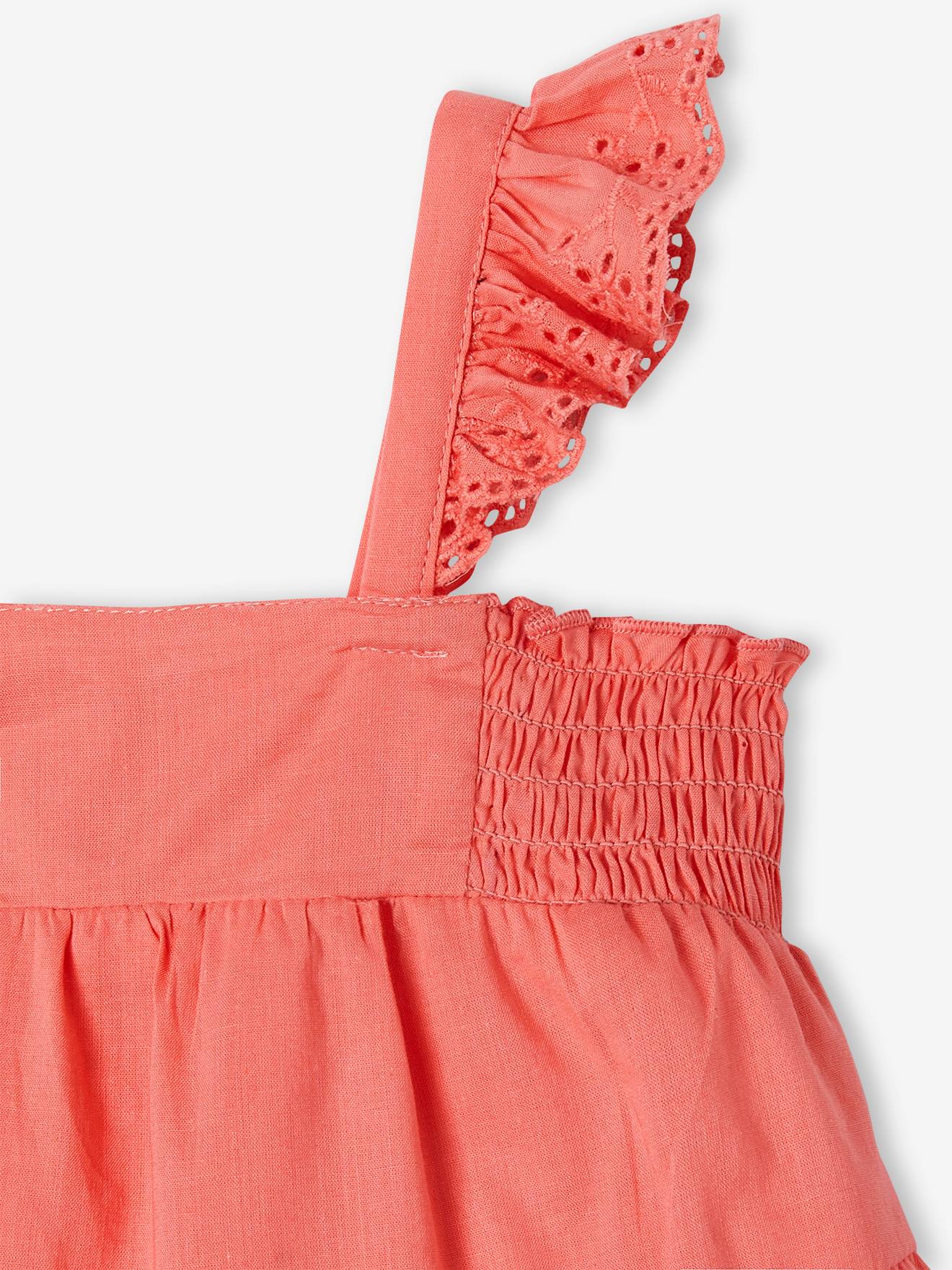 Robe à smocks bébé 3 volants rose