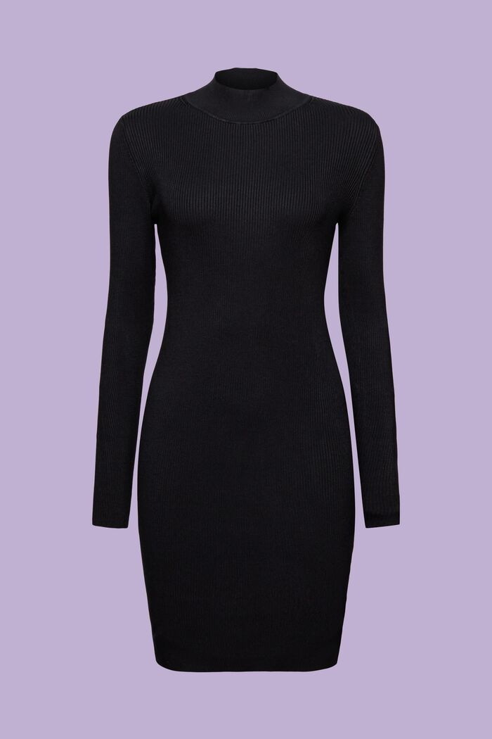 Minikleid aus Rippstrick mit Stehkragen