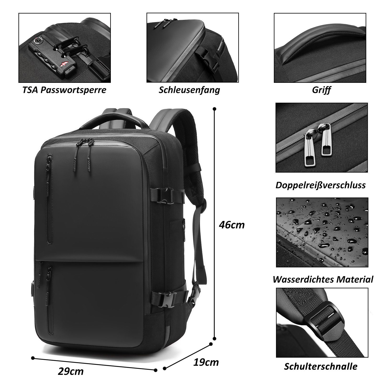 TAN.TOMI Laptoprucksack Laptop Rucksack Herren mit USB-Ladeanschluss Anti-Diebstahl Rucksack, für 17,3
