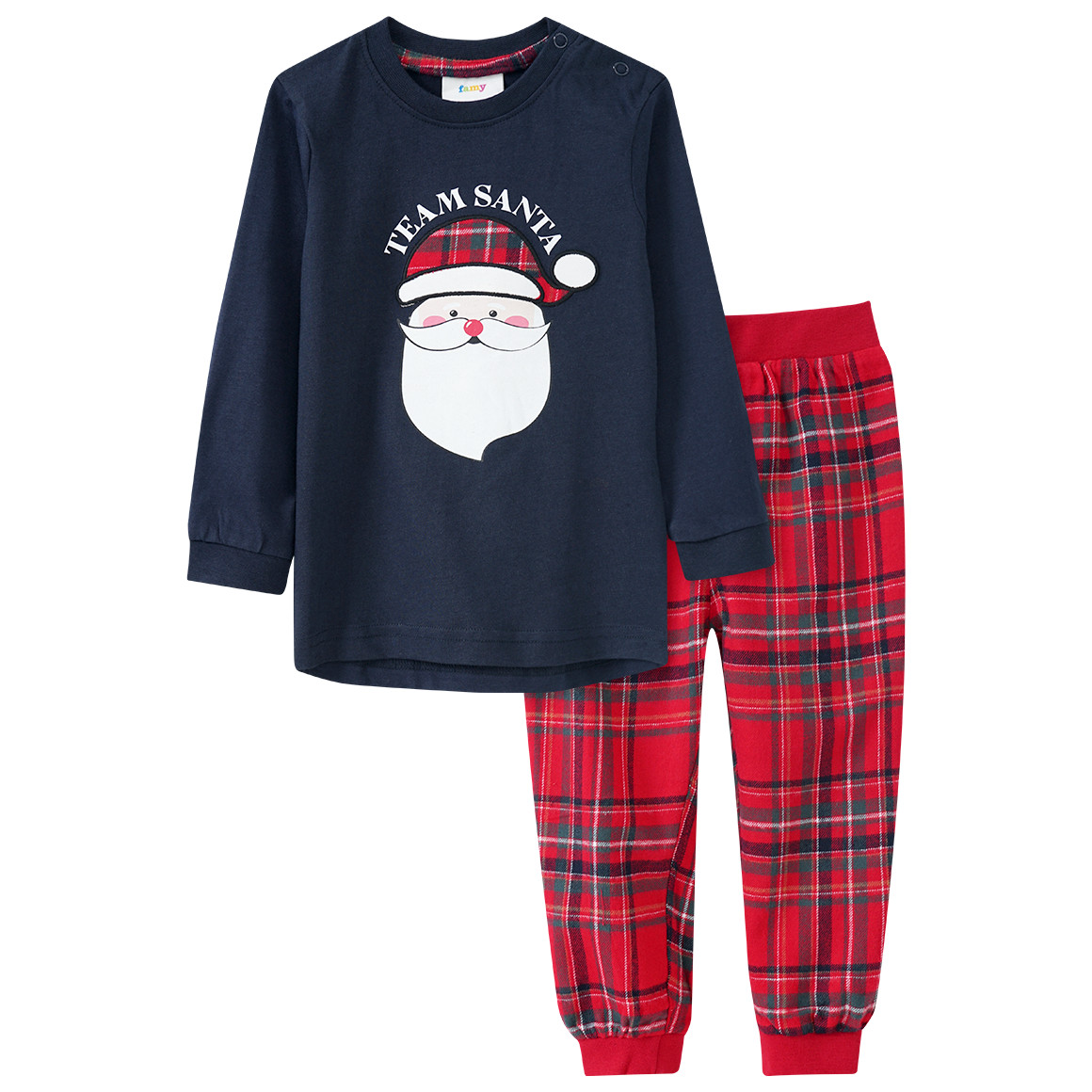 Baby Weihnachtsschlafanzug mit Santa-Motiv dunkelblau / dunkelrot