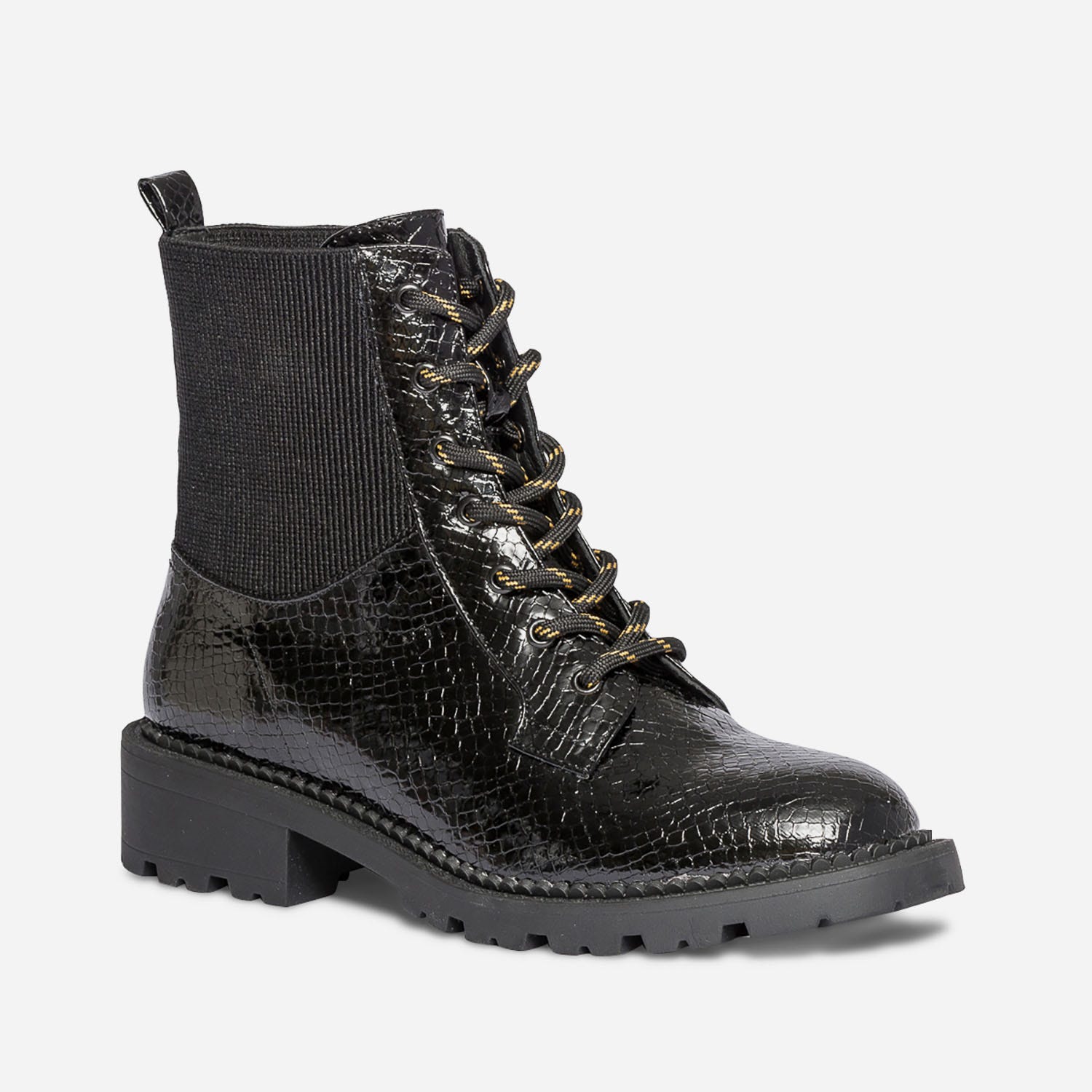 Bottine TEXTO noire vernie effet python