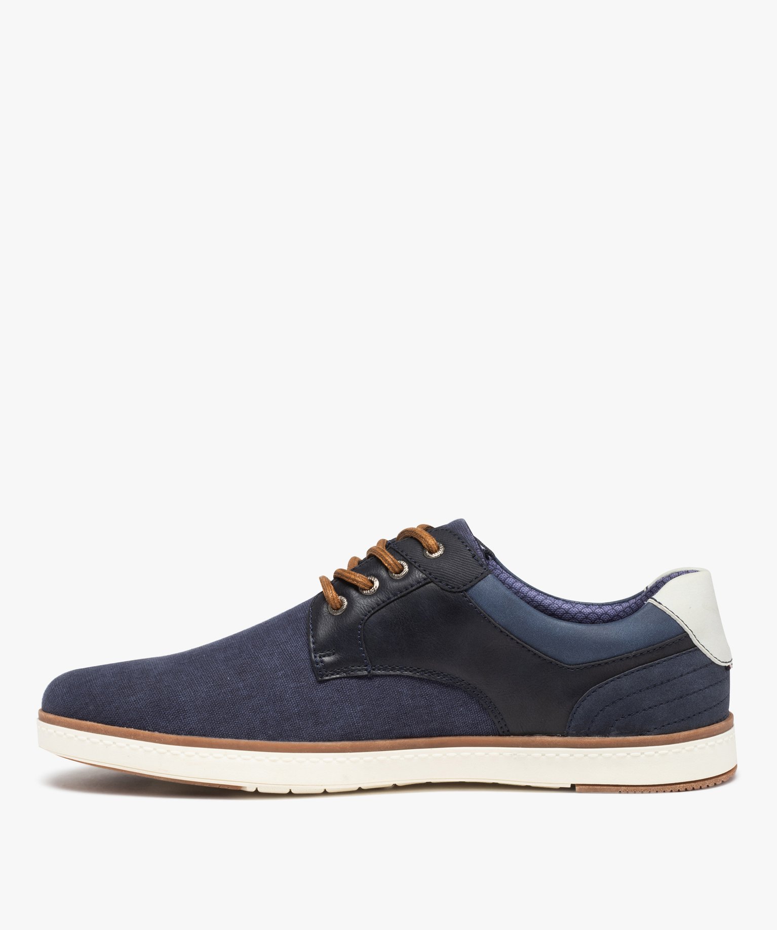Derbies homme dessus toile à semelle contrastée bleu | GEMO