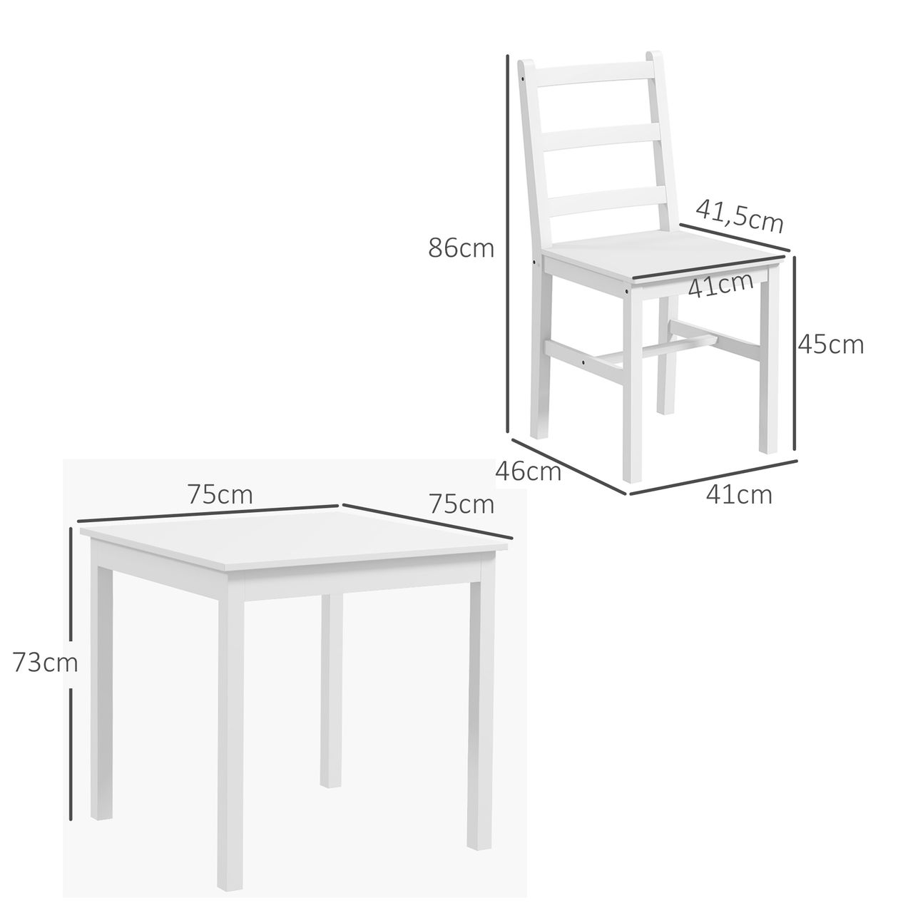 HOMCOM Essgruppe 3er-Set, Esstisch mit 2 Stühlen, Küchentisch-Set für 2 Personen