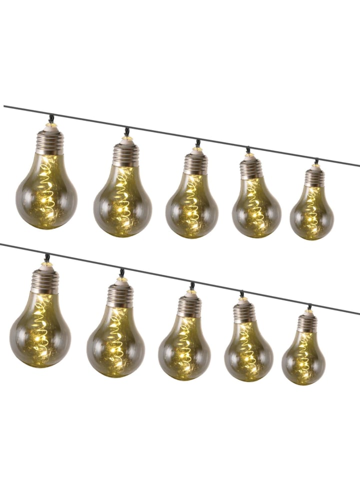 MARELIDA LED Solar Lichterkette mit Glühbirnen 2 Funktionen L: 4,5m in rauchgrau günstig kaufen onesize