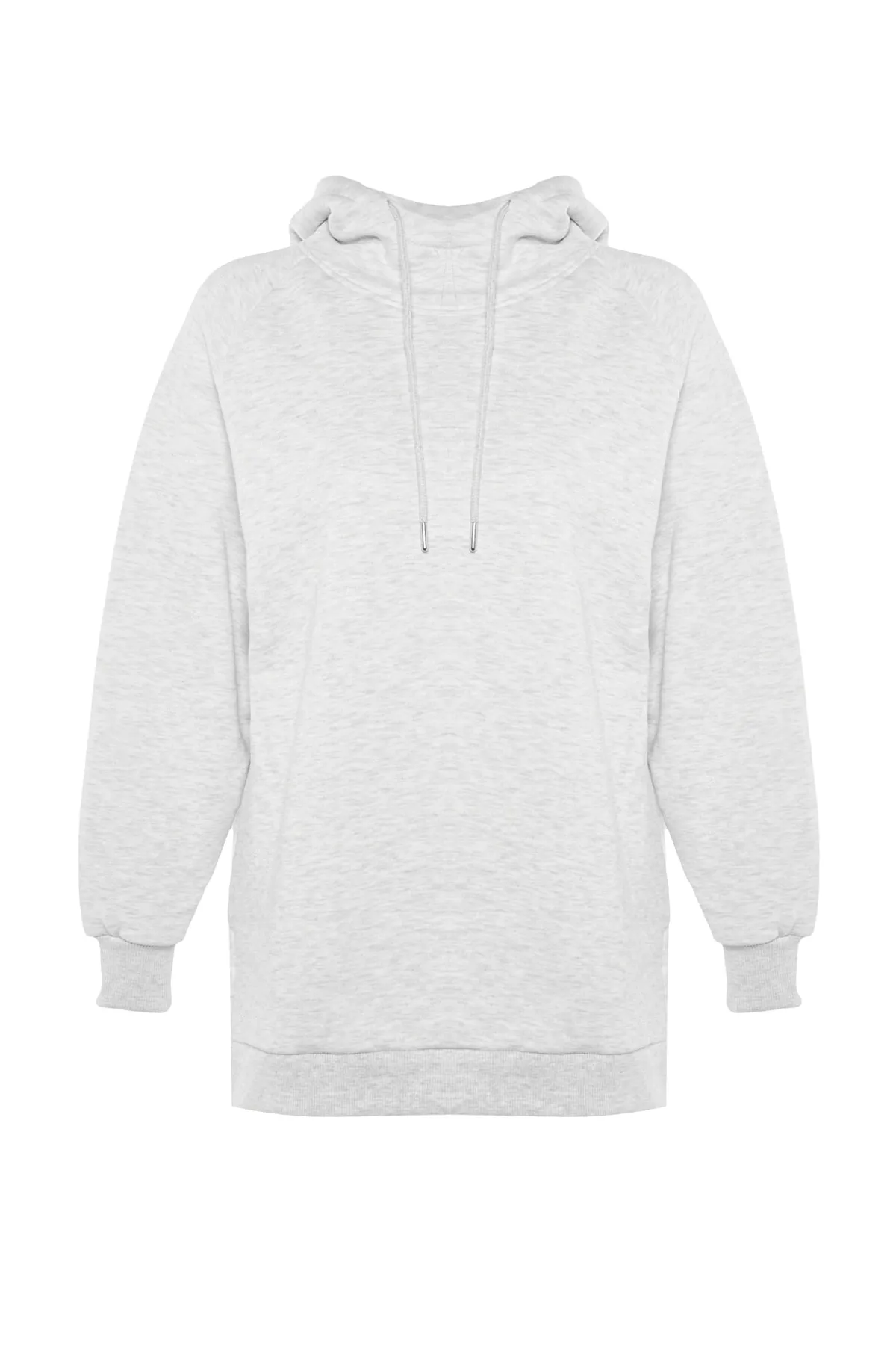 Trendyol Collection  Graues Oversize-Sweatshirt aus Rippstrick mit Kapuze