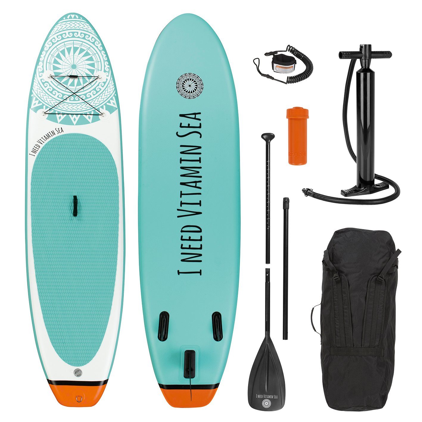 EASYmaxx Inflatable SUP-Board Stand Up Paddle Board - komplett Set, 300 cm, 110kg, inkl. Paddle und Zubehör