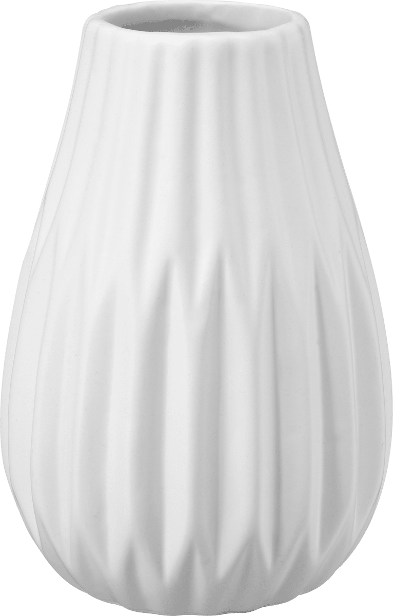 Keramikvase mit Rillen weiß, 1 St