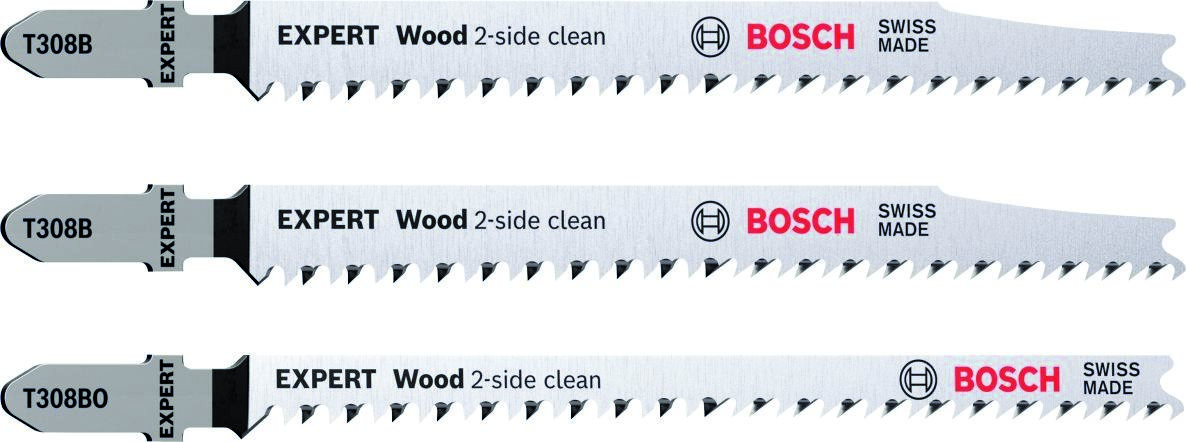 Bosch Blue Accessories 2608900559 Expert ‘Wood 2-side clean’ stiksavklingesæt med 3 dele T308B/BO
