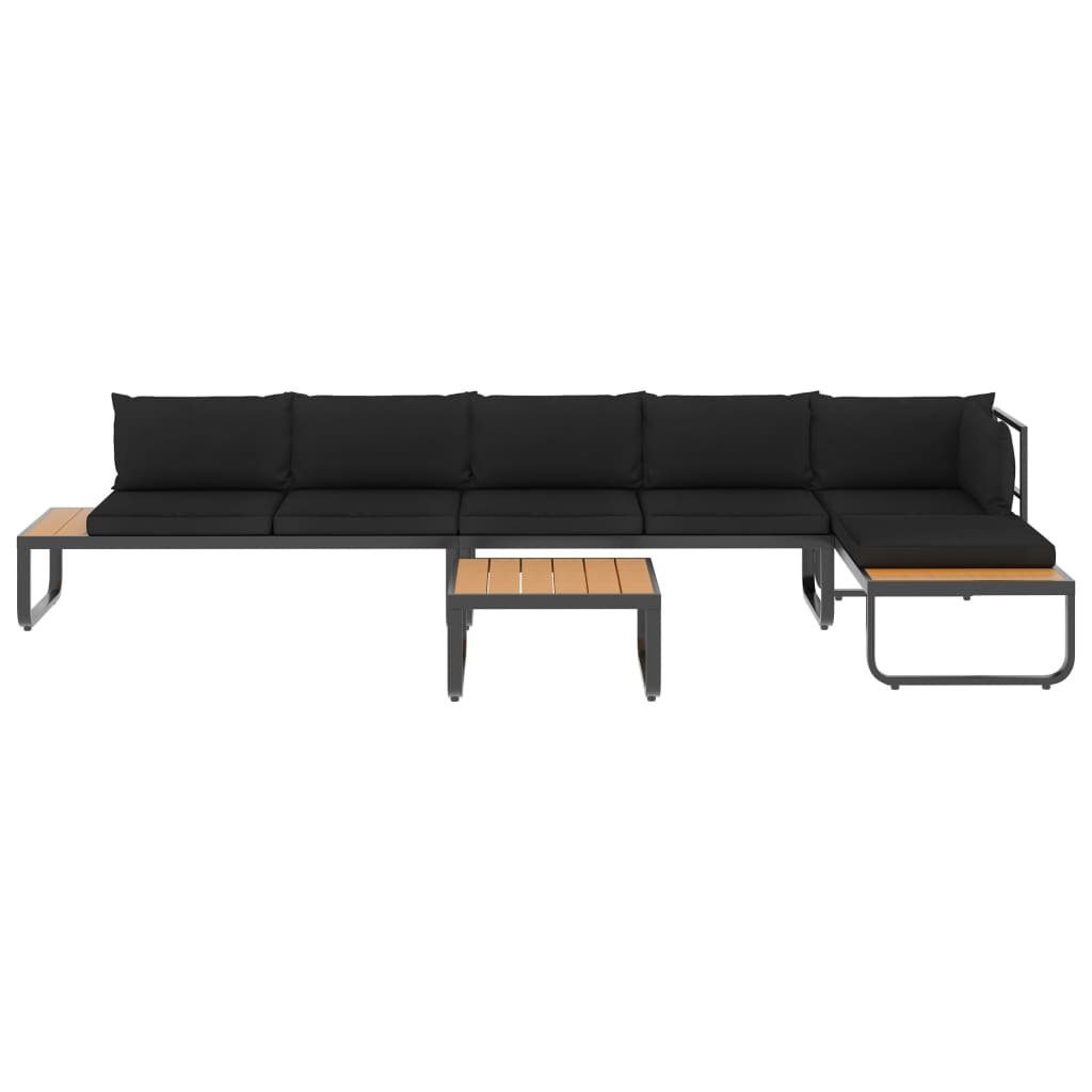 vidaXL Loungesofa 4-tlg. Garten-Ecksofa-Set mit Auflagen Aluminium und WPC, 1 Teile