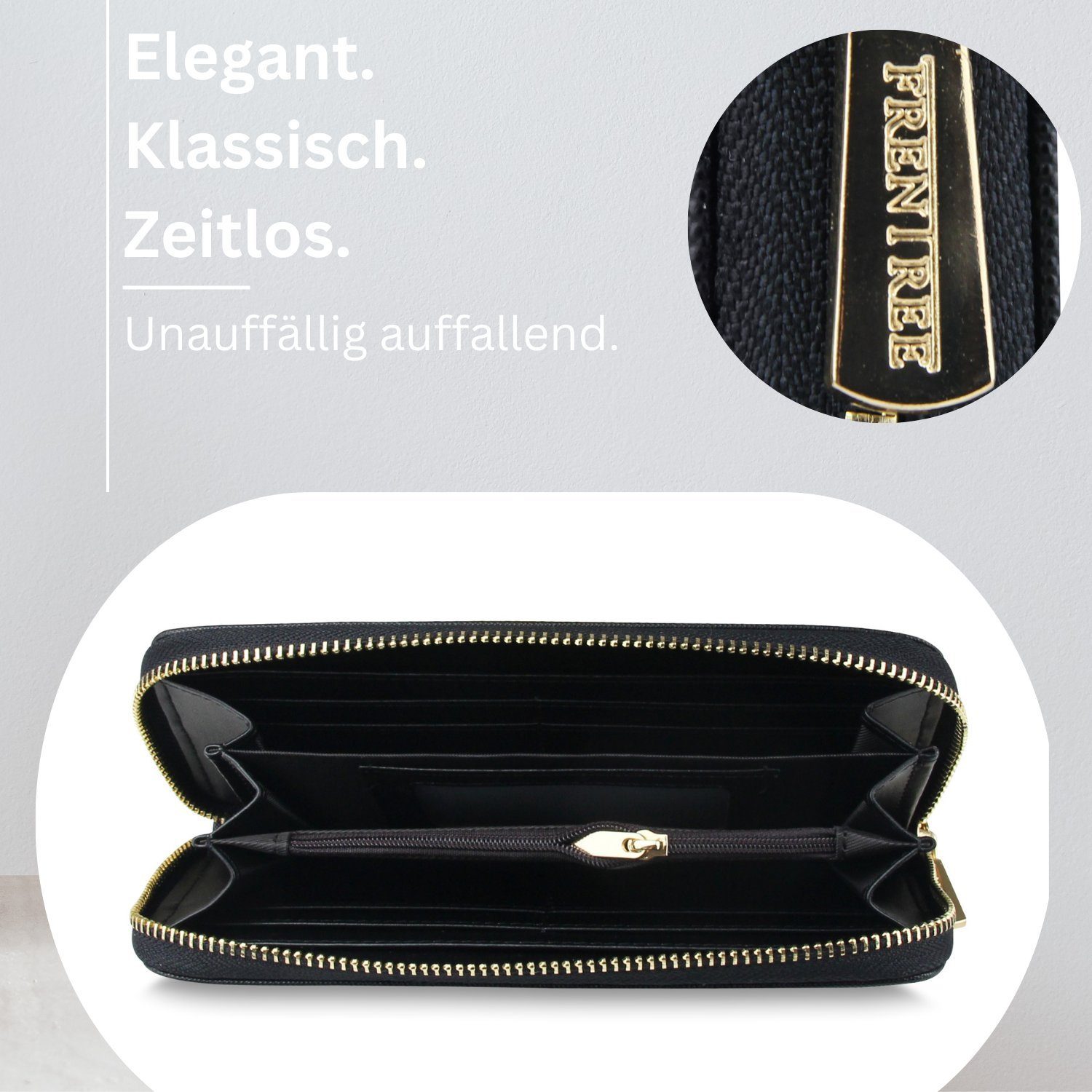 Frentree Geldbörse, Damen Portemonnaie mit RFID Schutz, Smartphonefach, inkl. Geschenkbox
