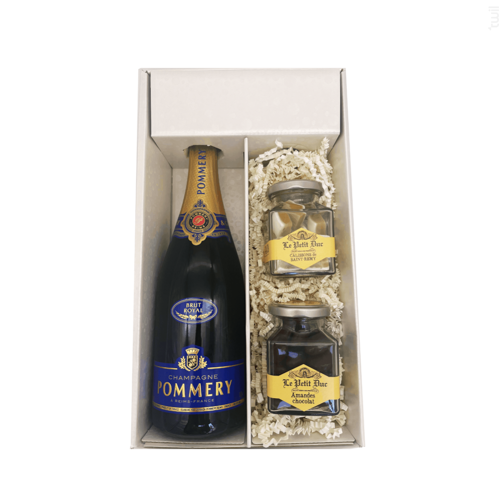Coffret Cadeau - 1 Brut - 1 Pot De Calissons - 1 Pot D'amandes Enrobées Champagne Pommery