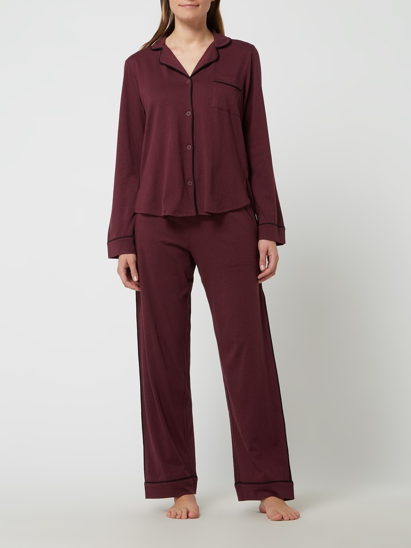 Pyjama aus Baumwoll-Viskose-Mix in bordeaux rot