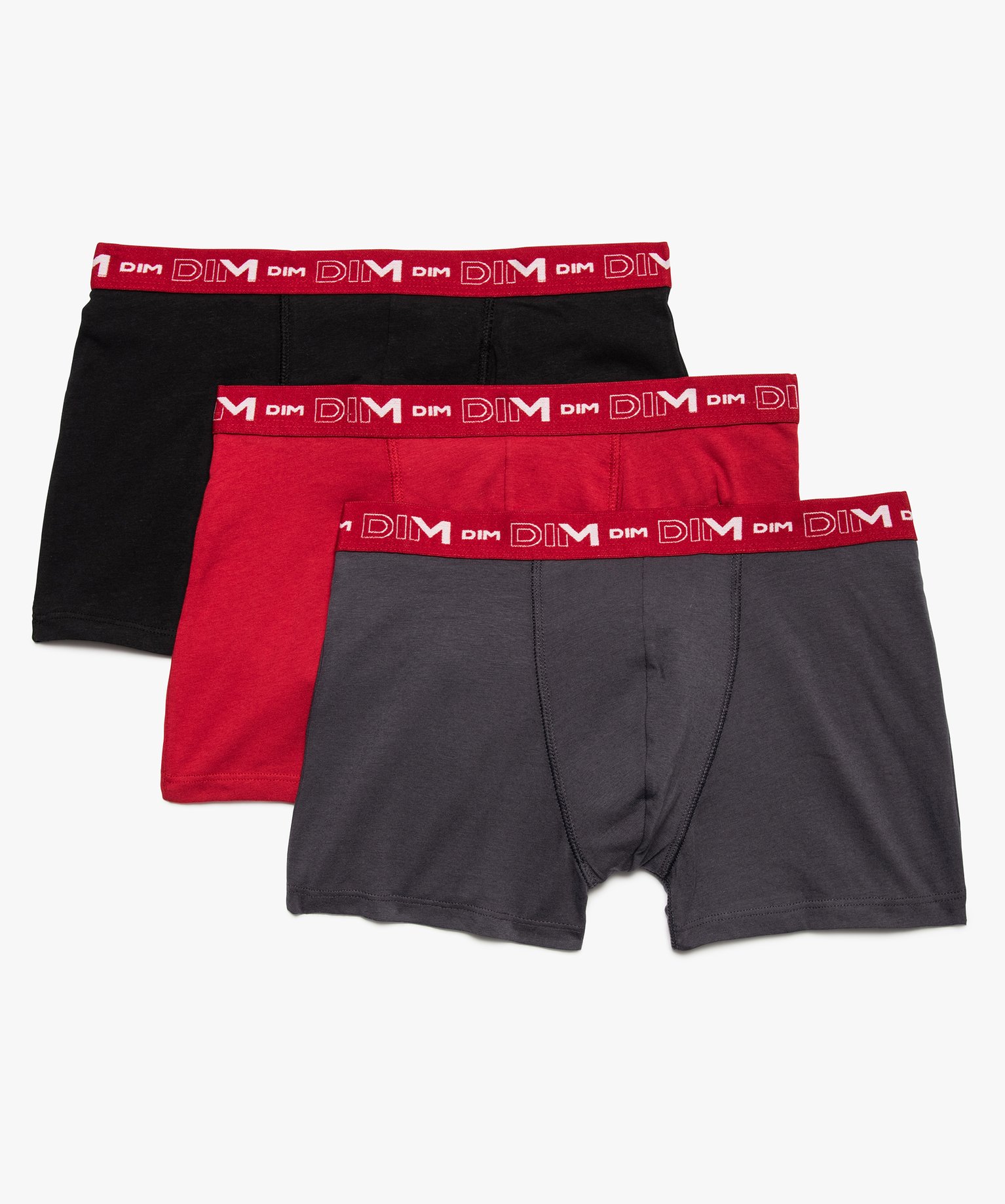 Boxer homme en coton stretch - Dim (lot de 3) rouge | GEMO