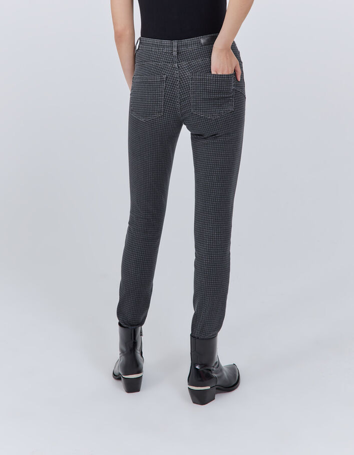 Jean slim gris à motif pied-de-poule Femme