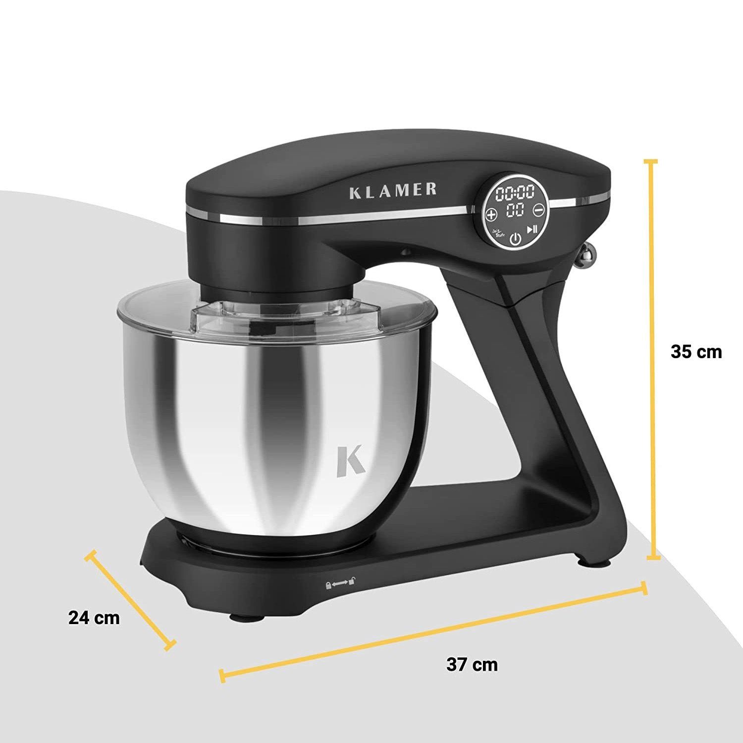 KLAMER Küchenmaschine KLAMER Küchenmaschine 1800W, Knetmaschine mit 6 Liter Edelstahl Schüs…