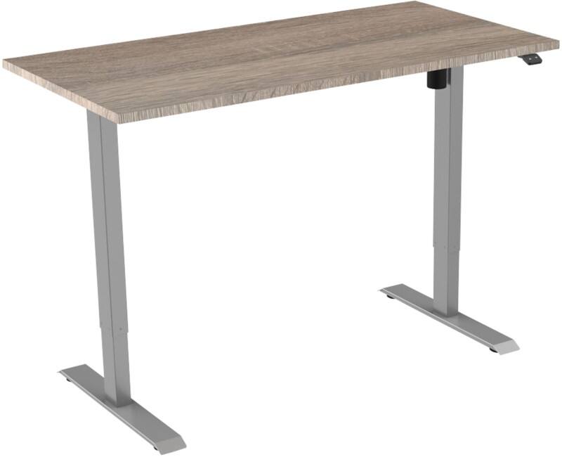 euroseats Robson Rechteckig Elektrisch Höhenverstellbar Sitz-Stehschreibtisch Eiche Holz, Metall Grau 1.200 x 800 x 750 - 1.235 mm