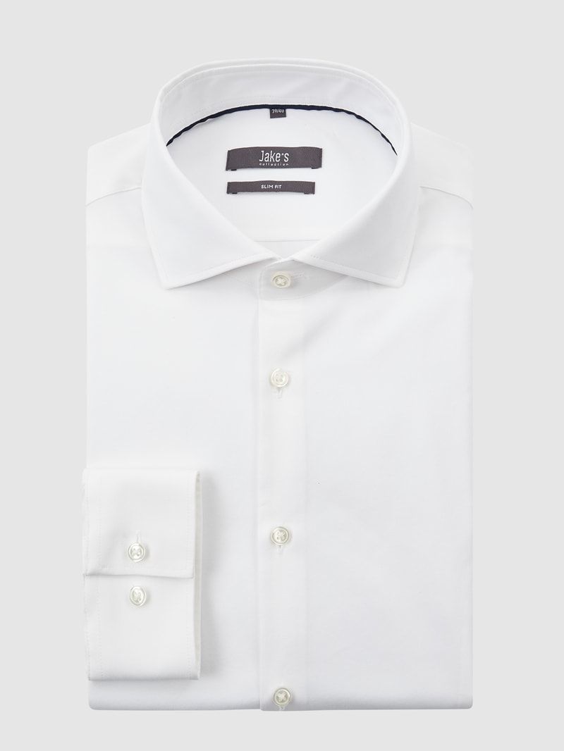 Slim Fit Business-Hemd mit Haifischkragen in weiß