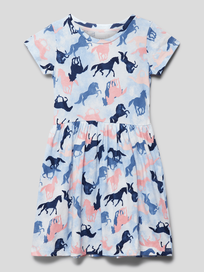 Minikleid mit Allover-Muster in bleu