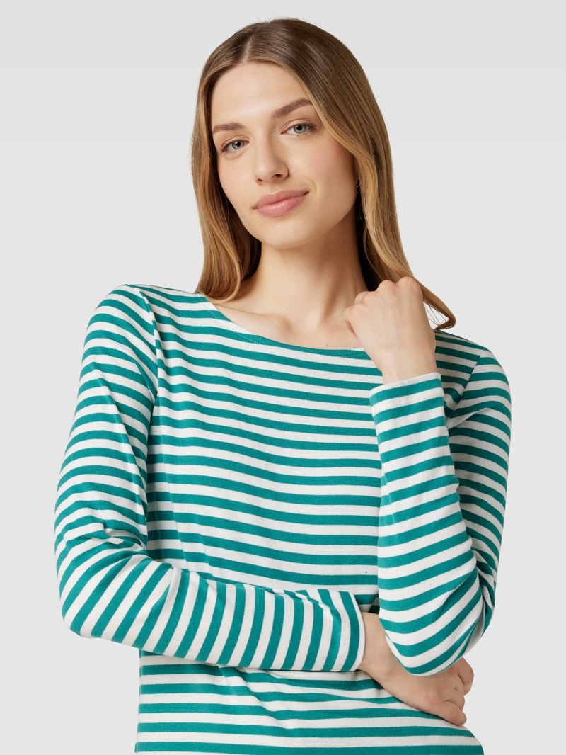 Longsleeve mit Streifenmuster in petrol