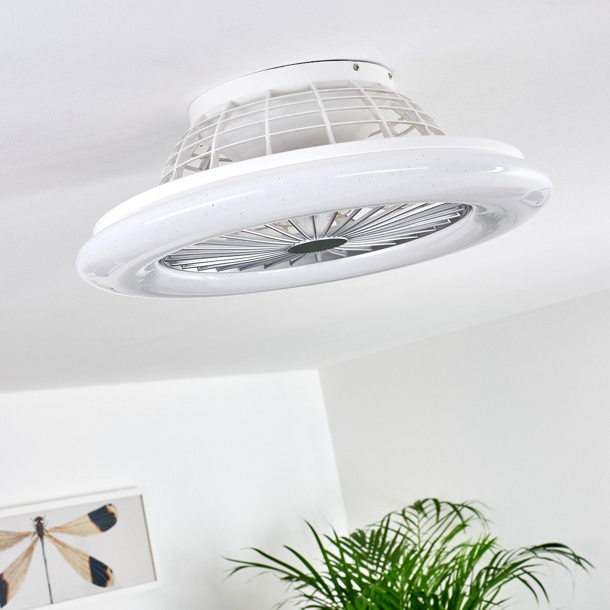 hofstein Deckenventilator Concas LED Deckenventilator, Kunststoff, Titanfarben/Weiß