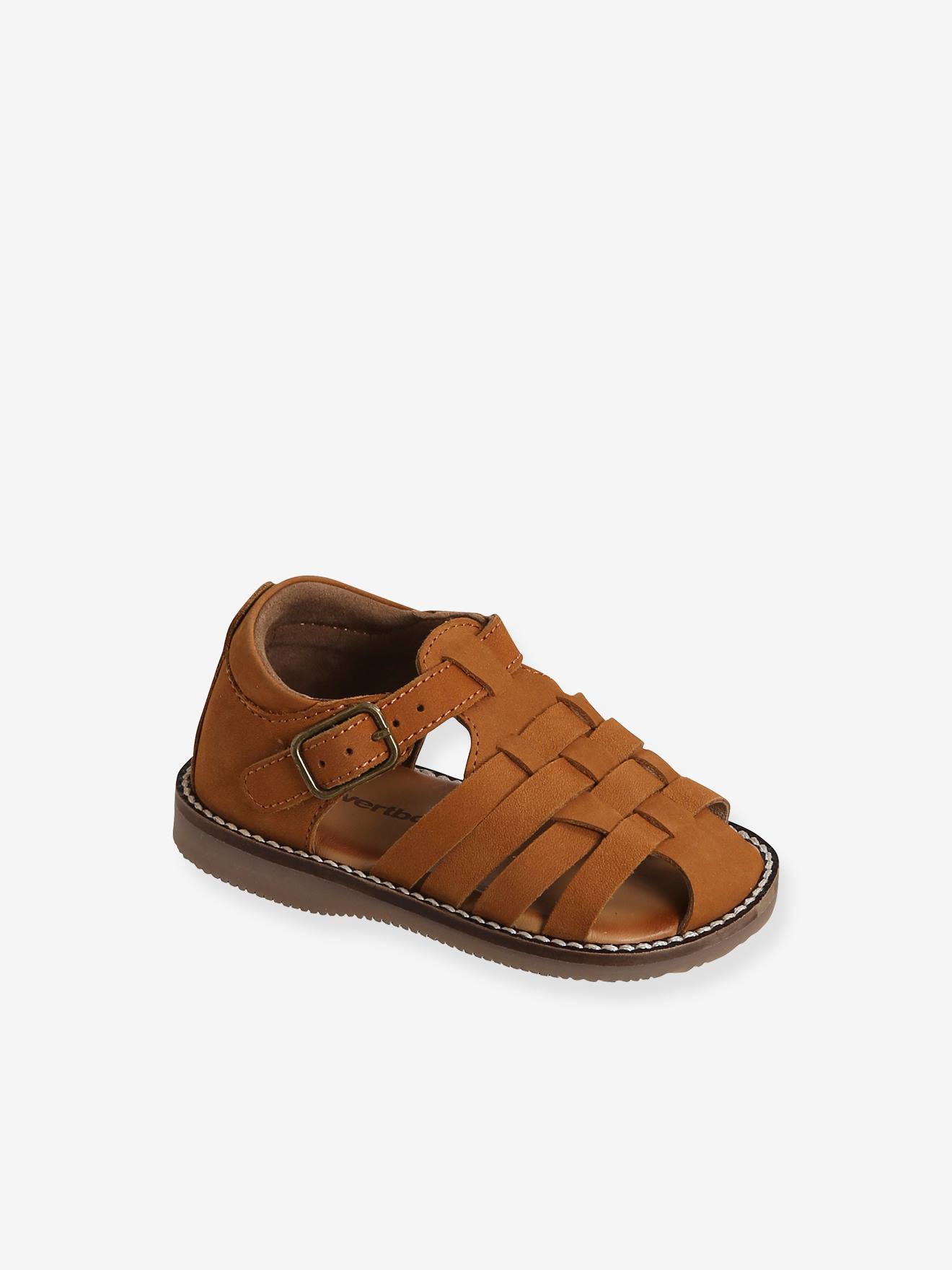 Sandales en cuir bébé mixte bout fermé bleu marocain