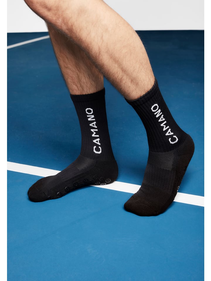 camano Sportsocken mit Grip Extrastark Anti Rutsch Fußballsocken Tennissocken Schweißabsorbierend Perfekter Sitz  Coolmax Netzbelüftung  verstärktem Fersen- und Zehenbereich 2er Pack function in Schwarz günstig kaufen