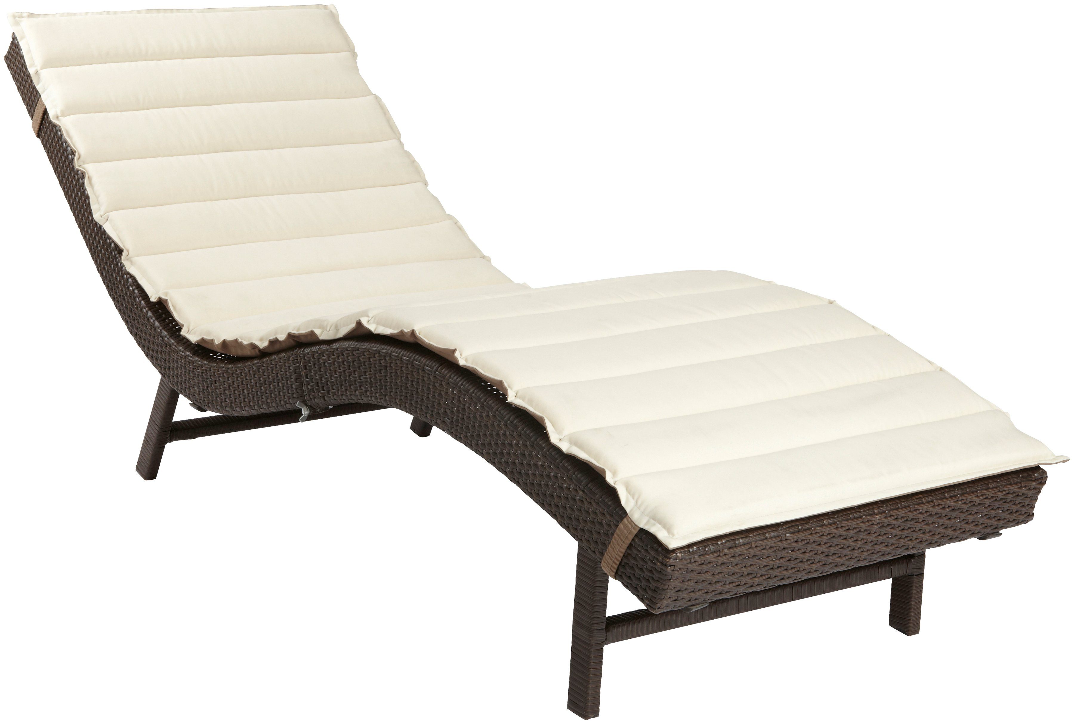 MERXX Gartenliege Piacenza, Polyrattan, braun, inkl. Wendeauflage