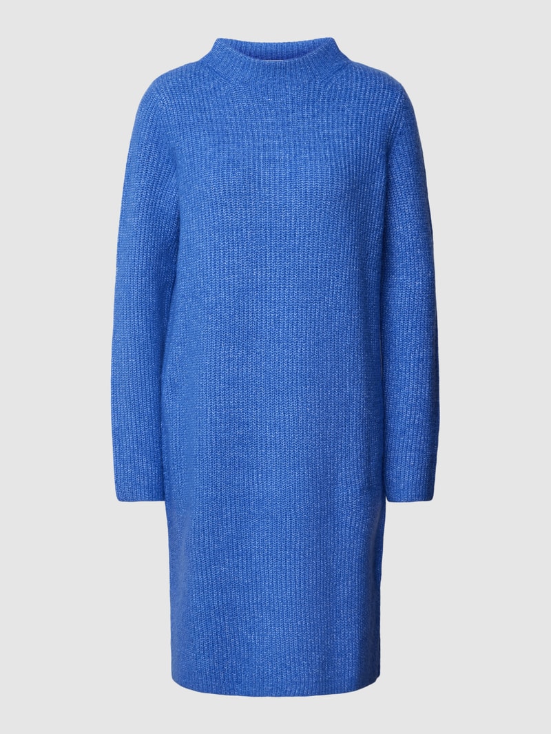 Knielanges Strickkleid mit Stehkragen in royalblau