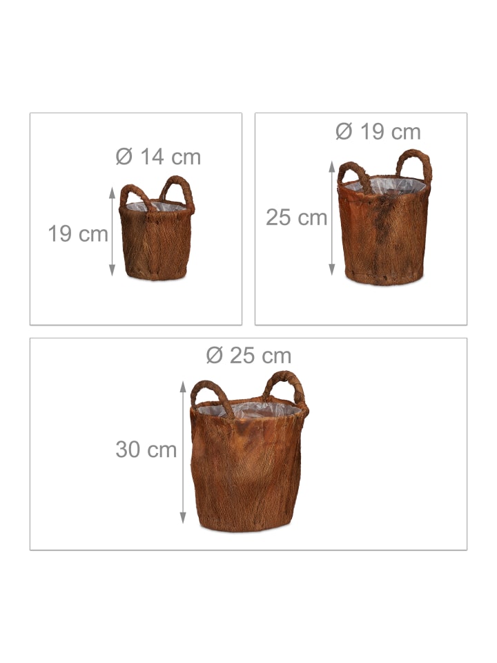 relaxdays 3tlg. Pflanzkorb Set in Natur günstig kaufen onesize