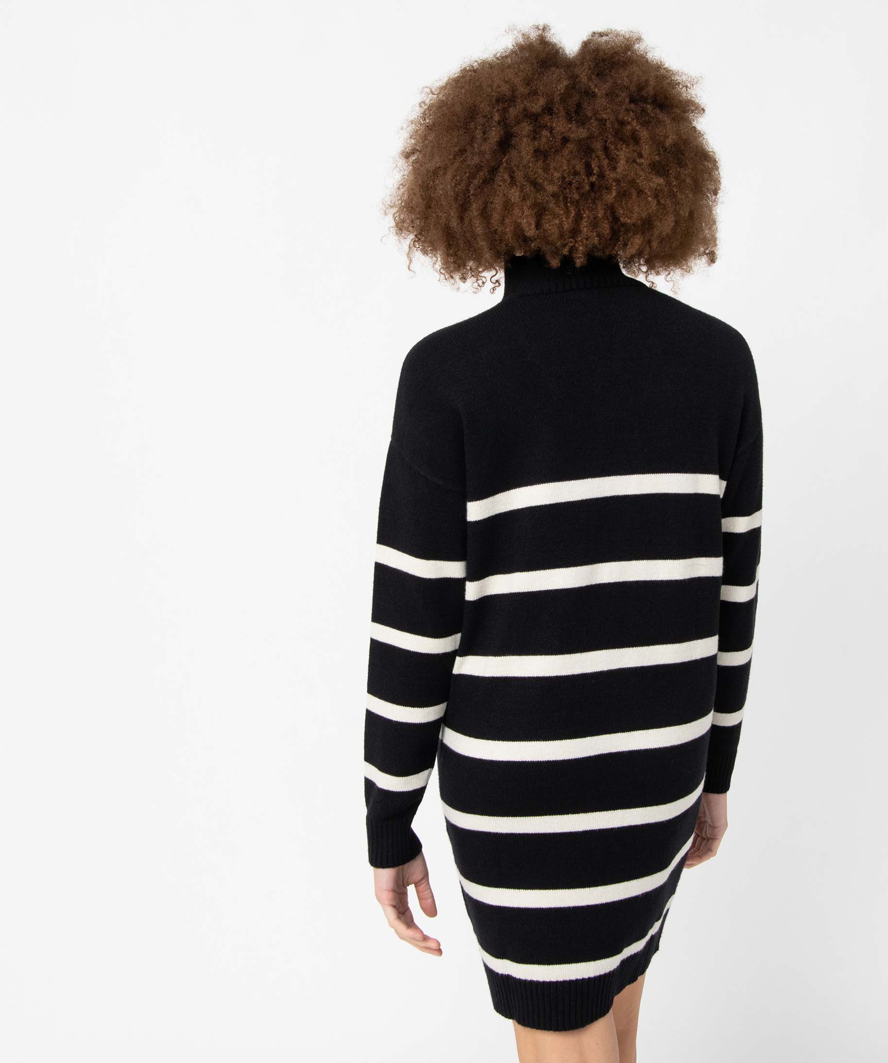 Robe pull femme à rayures avec col montant boutonné raye | GEMO