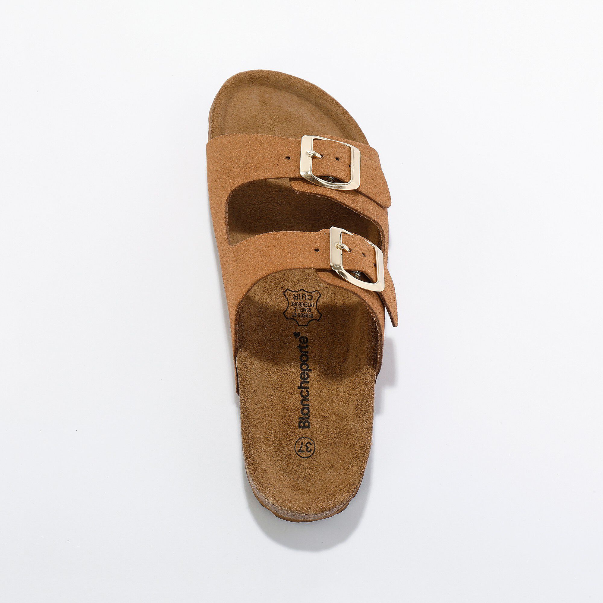 Mules croûte de cuir 2 boucles réglables