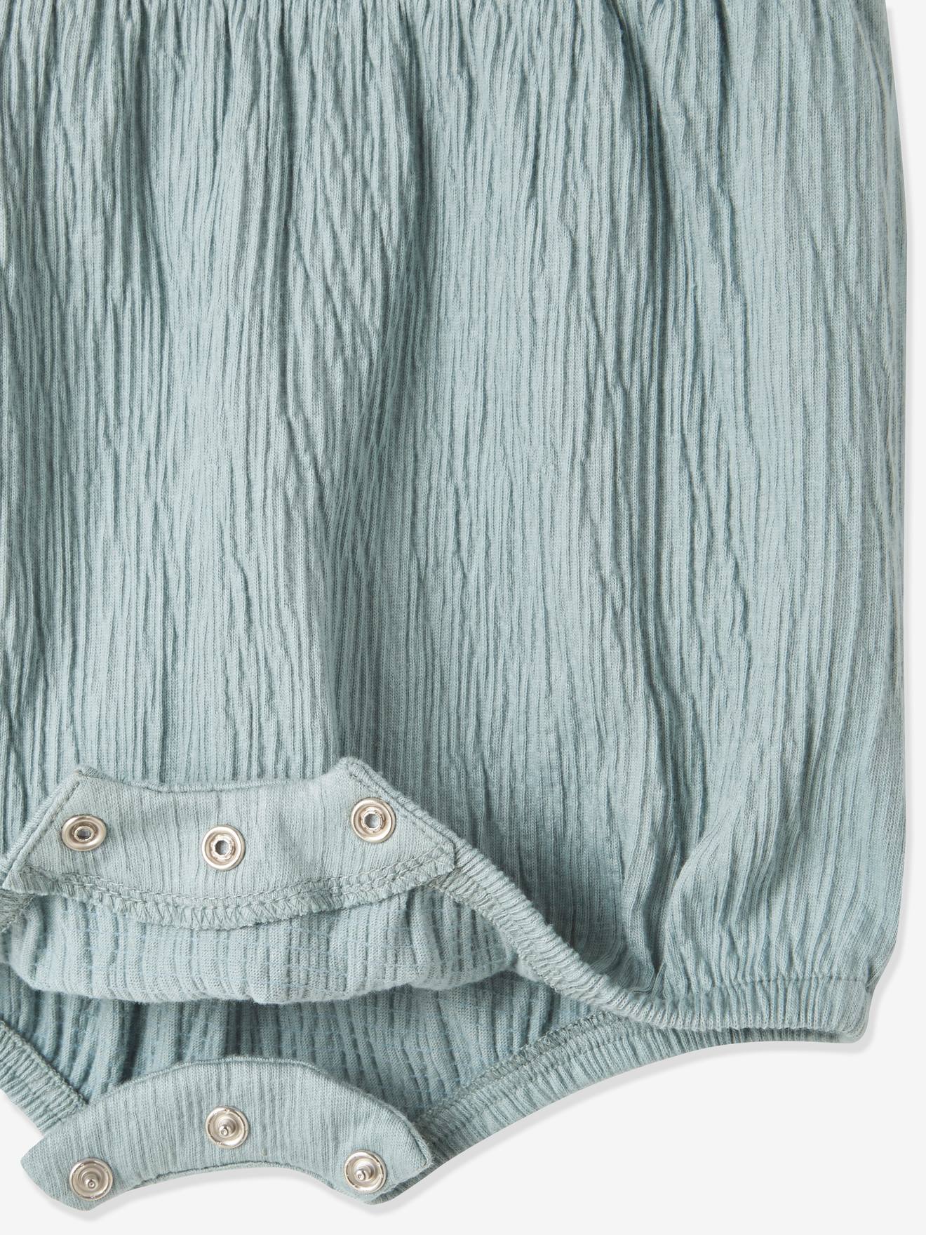 Vertbaudet Mädchen Baby Kurzoverall, Smokdetails und Volants - vanille