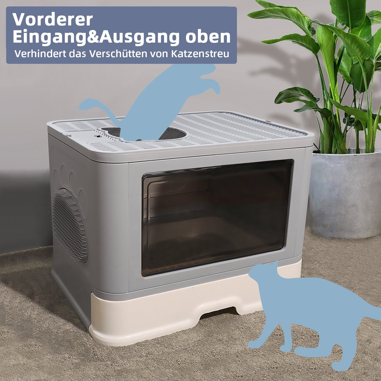 Wenta Katzentoilette Katzenklo mit Deckel, Schaufel, für Katzen bis zu 15 kg
