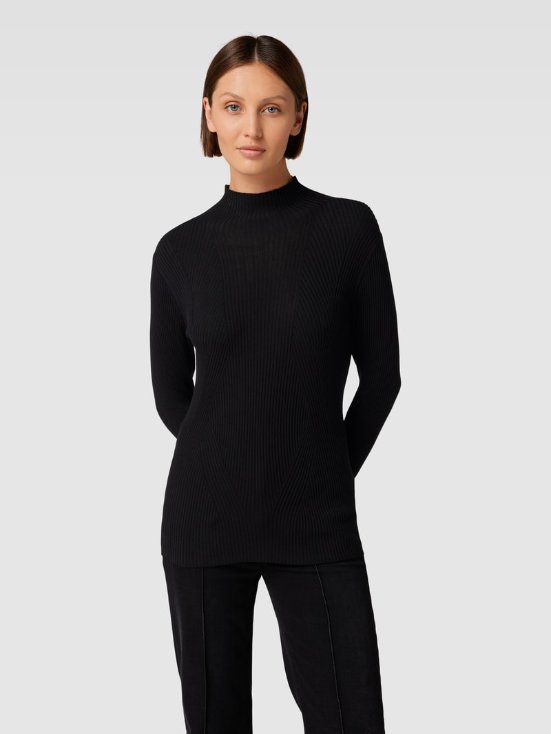 Strickpullover mit Stehkragen in schwarz