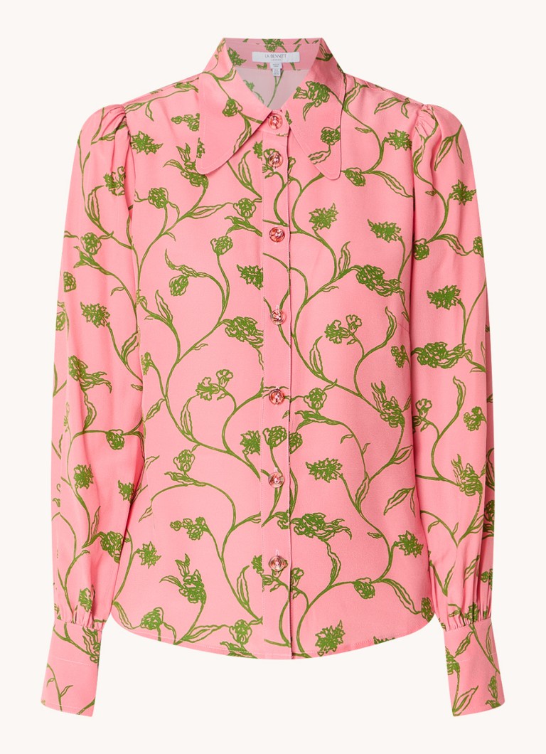 L.K.Bennett  Sonya blouse van zijde met bloemenprint en pofmouw