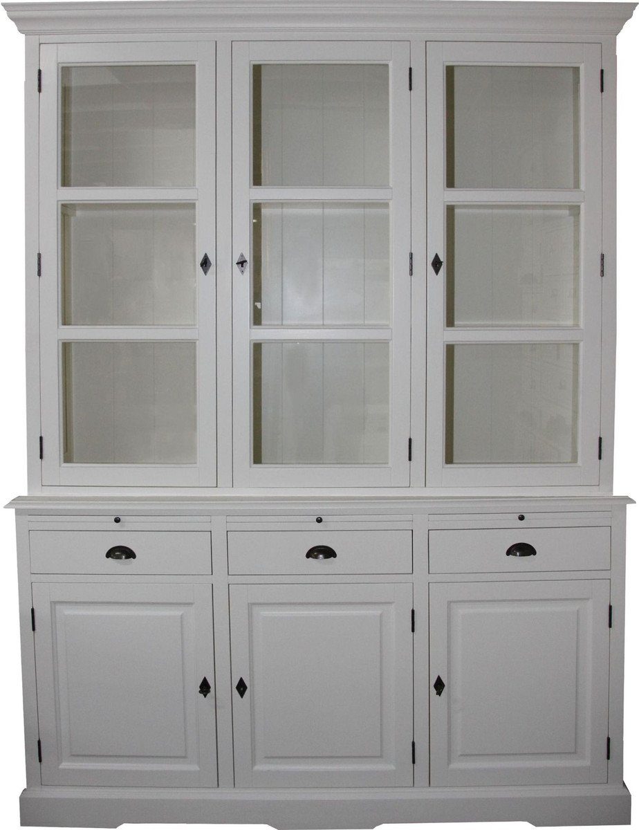 Casa Padrino Küchenbuffet Landhausstil Küchenschrank Weiss 167 x 51 x H. 219 cm - 2 Teiliger Küchenschrank