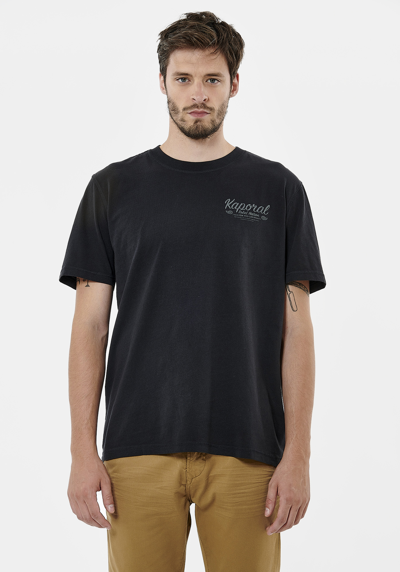 RILES  T-shirt noir homme 100% coton