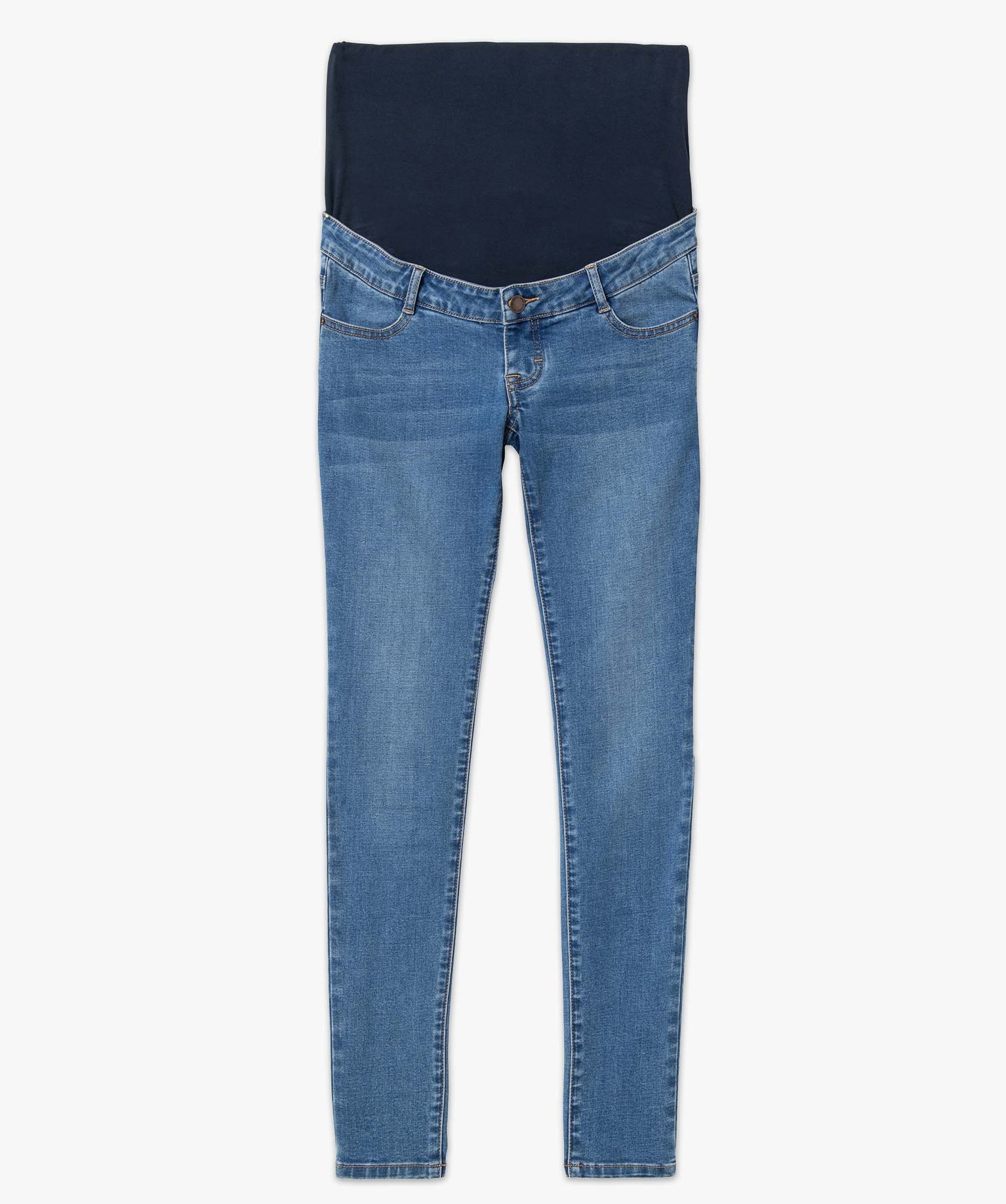 Jean de grossesse slim 4 poches avec bandeau jersey stone | GEMO