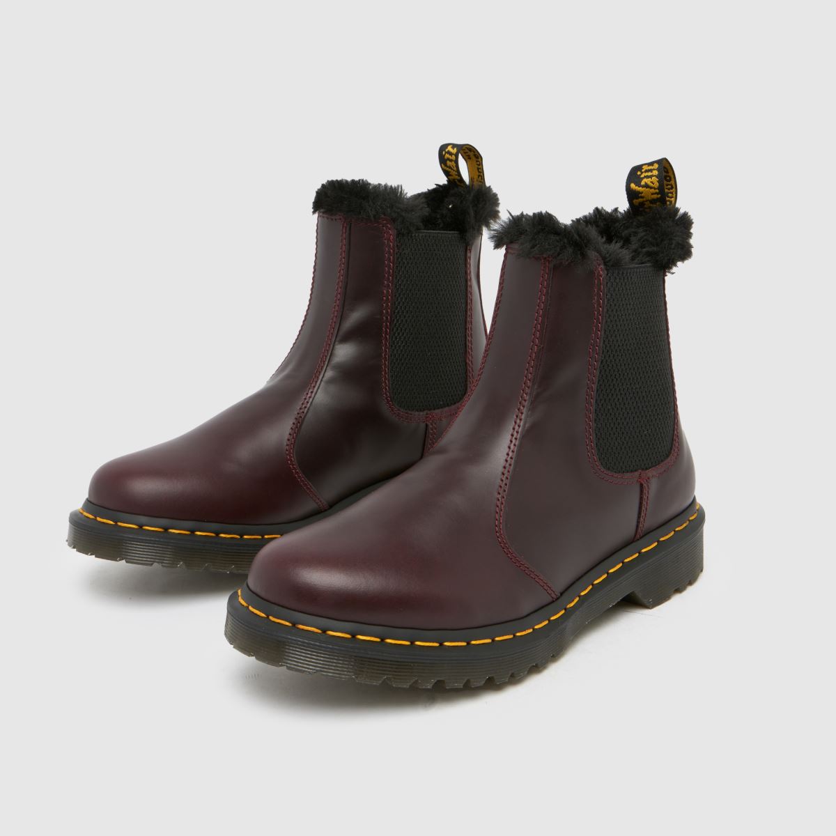 Dr. Martens 2976 Leonore szőrmével bélelt csizma bordó színben