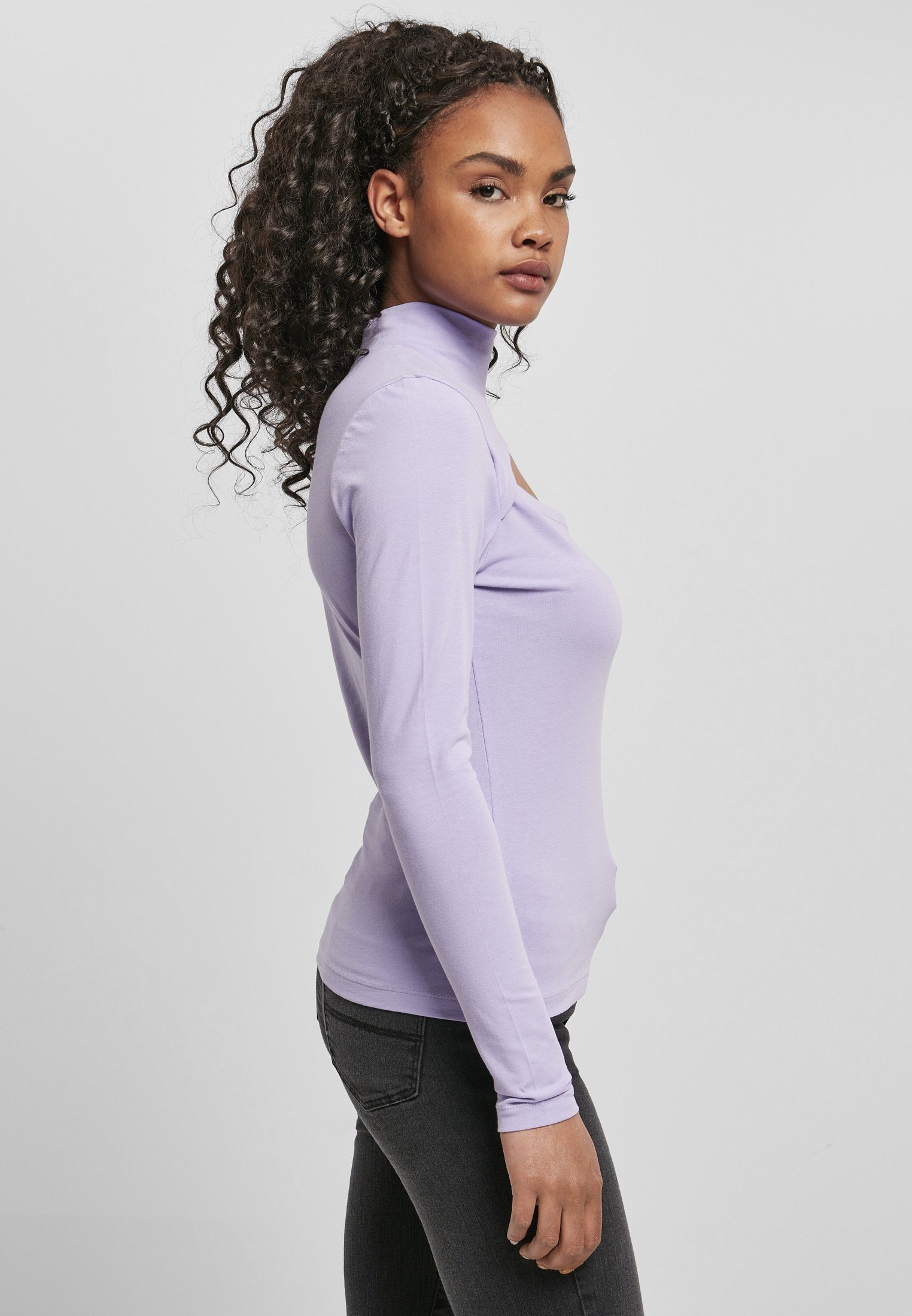 URBAN CLASSICS Langarmshirt Damen Ladies Cut-Out Turtleneck Longsleeve (1-tlg)