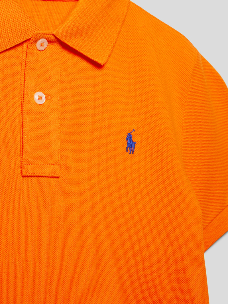 Poloshirt mit Label-Stitching in orange