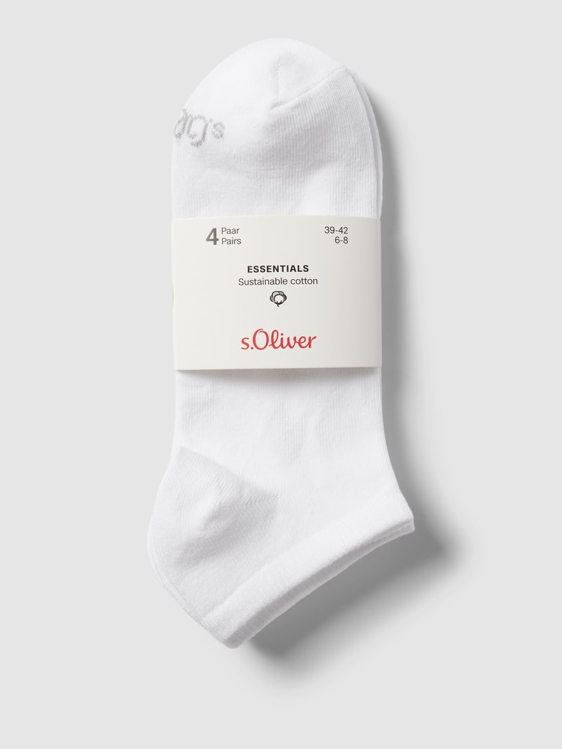 Sneakersocken mit Label-Print im 4er-Pack in weiß