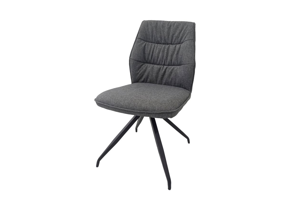 byLiving PEGGY Stuhl, 2er-Set, Metallgestell schwarz pulverbeschichtet, Webstoffbezug grau