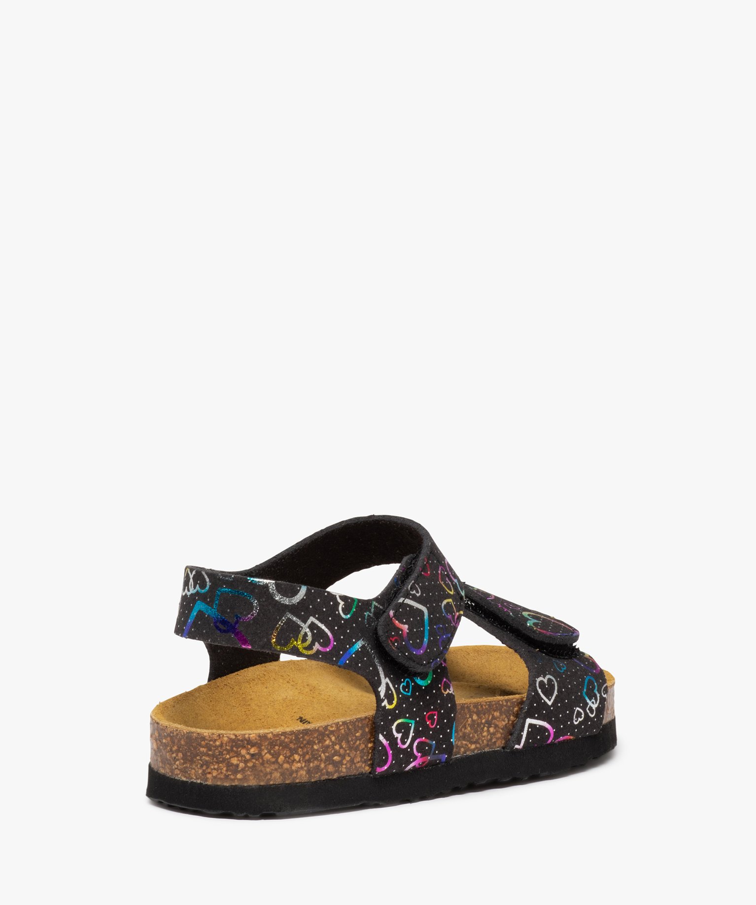 Sandales fille à brides scratch colorées et semelle liège noir | GEMO