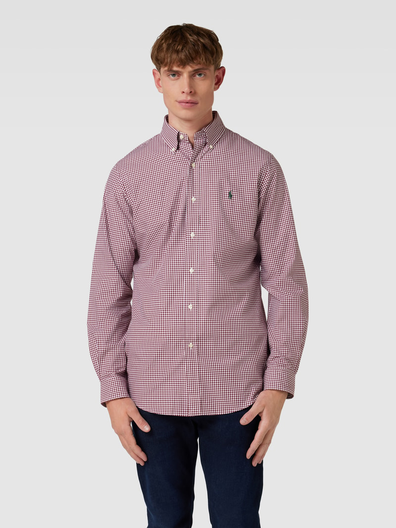 Slim Fit Freizeithemd mit Vichy-Karo in bordeaux rot