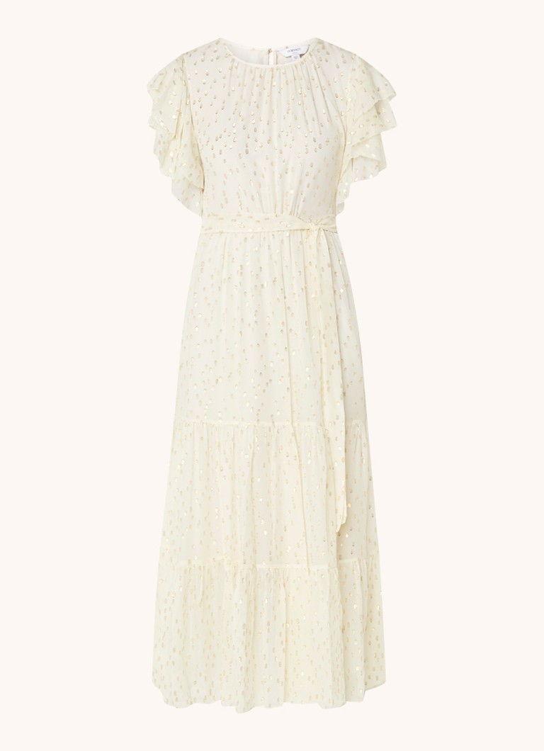 Vestido largo LKBennett Liv en mezcla de seda con lúrex y cinturón anudado.
