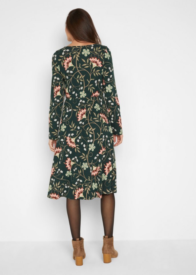 Baumwoll-Midi-Jerseykleid in Wickeloptik