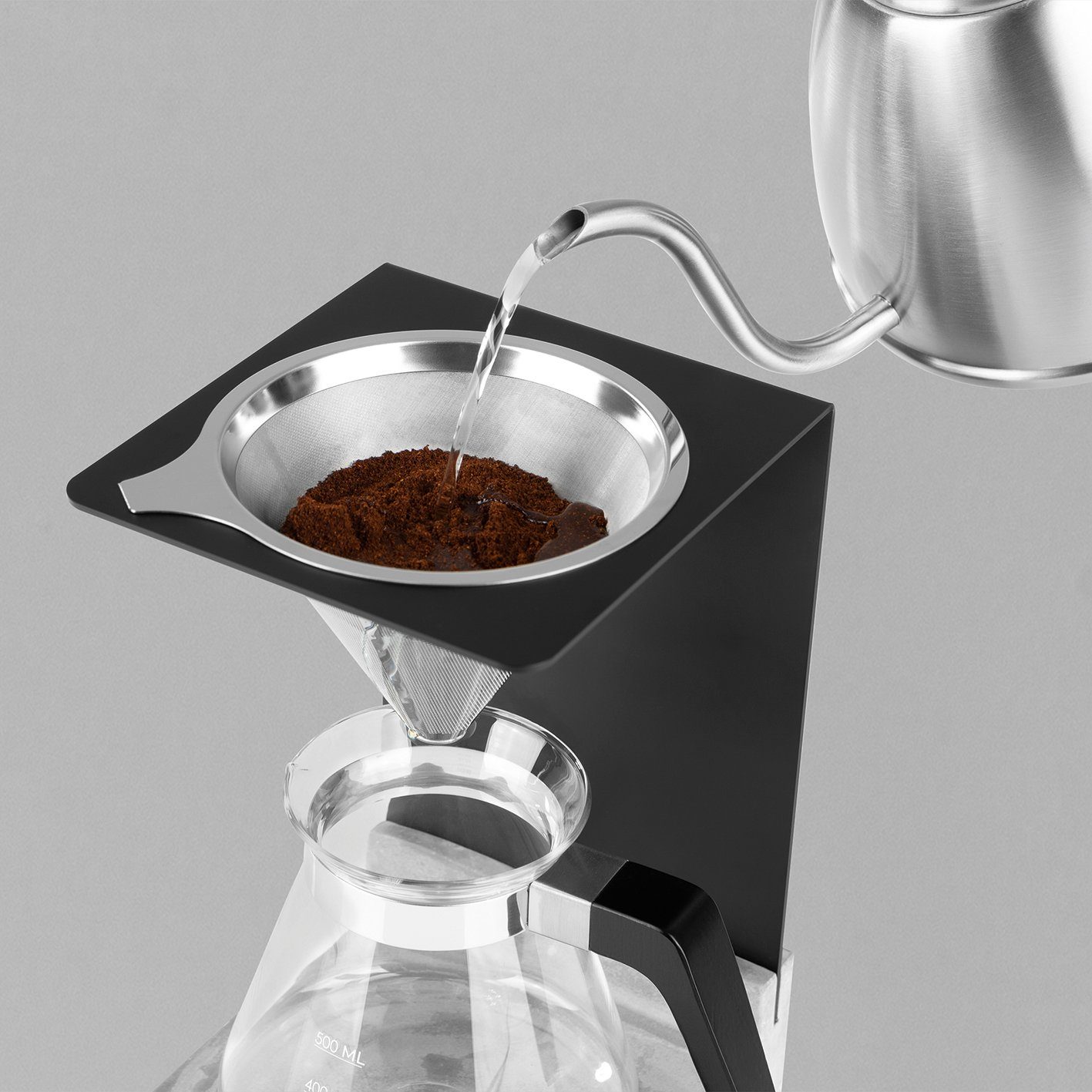 BEEM Wasserkessel POUR OVER Wasserkessel mit Thermometer 1L Buchenholz