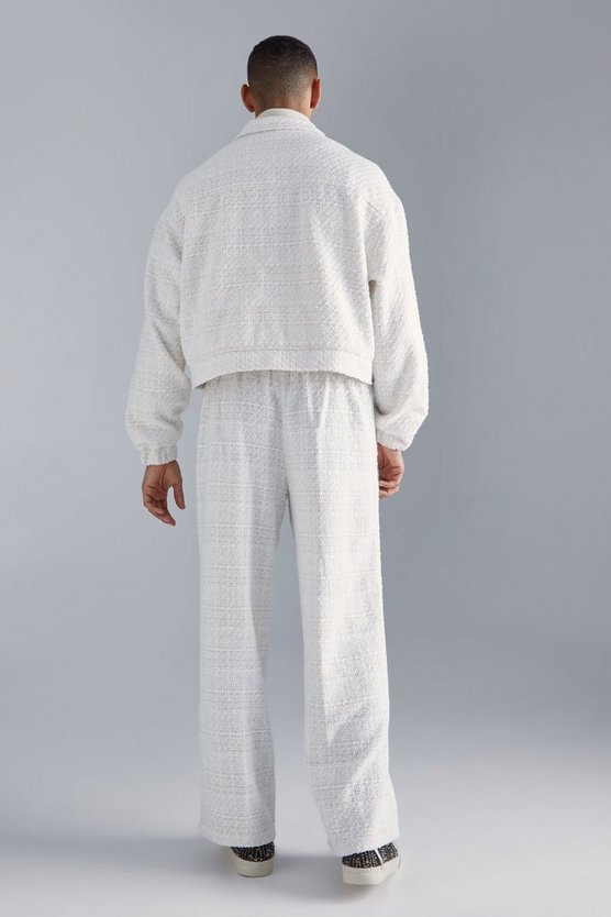 Kastige Oversize Bouclee-Jacke mit Reißverschluss